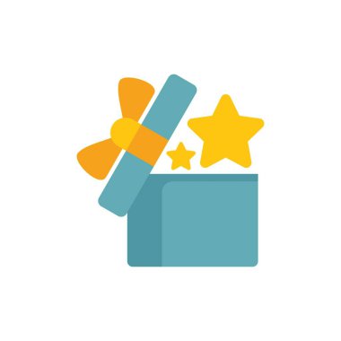 İçeriden ortaya çıkan yıldızları ortaya çıkarmak için açılan hediye kutusunun grafiksel tasviri