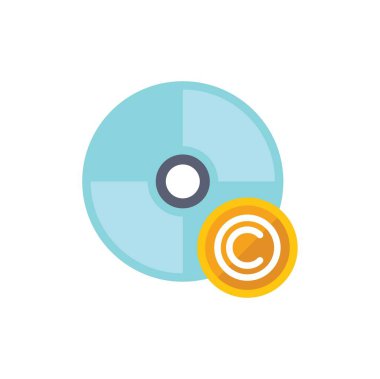 Telif hakkı sembolü dijital içerik, korsanlık ve güvenlik kavramına sahip bir CD rom koruyor