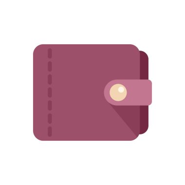 Bu vektör illüstrasyonu, finans ve kişisel aksesuarlarla ilgili minimalist tasarımlar için ideal bir düğme bağlayıcı ile kapalı kırmızı deri cüzdan içerir.