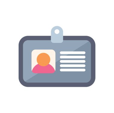 Videoyla asılı bir kimlik kartı, bir çalışanın fotoğrafını ve adını gösteriyor.