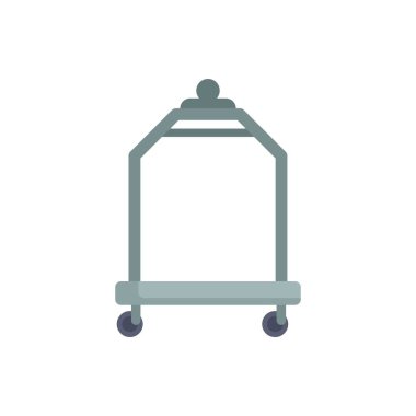 Otel lobisinde, konukların çantalarını taşımalarına yardım etmeye hazır metal bagaj arabası bekliyor.