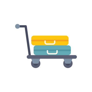 Bu vektör illüstrasyonunda seyahat ve bagaj taşımayı simgeleyen iki bavul taşıyan bir valiz var.