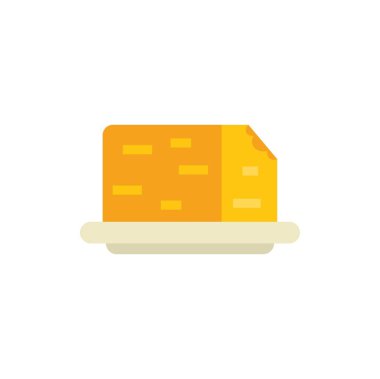 Simple vector illustration of a block of butter on a plate, isolated on a white background clipart