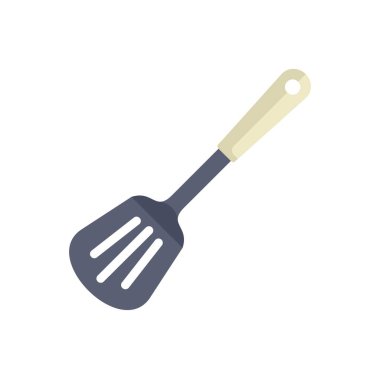 Ahşap saplı bir mutfak spatulasının basit vektör çizimi, yemek pişirmek veya servis etmek için mükemmeldir.