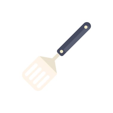 Plastik saplı metal bir spatula, beyaz arka planda izole edilmiş basit bir vektör çizimi