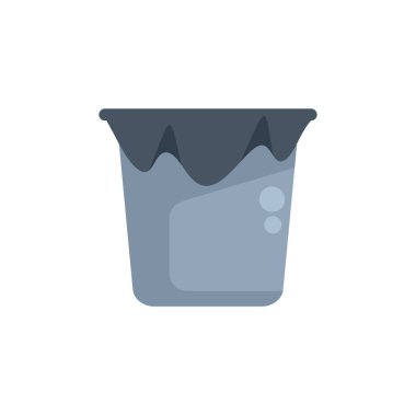 Bu vektör illüstrasyonunda yırtık folyo kapaklı açık bir yoğurt kabı var. Basit ama tanınabilir bir tasarımı gösteriyor.