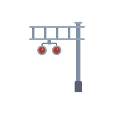 Trenin durması gerektiğini gösteren iki kırmızı ışık gösteren düz bir semafor çizimi.