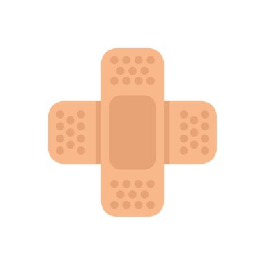 Klasik yapışkan bandajın basit düz vektör çizimi bir haç oluşturuyor.