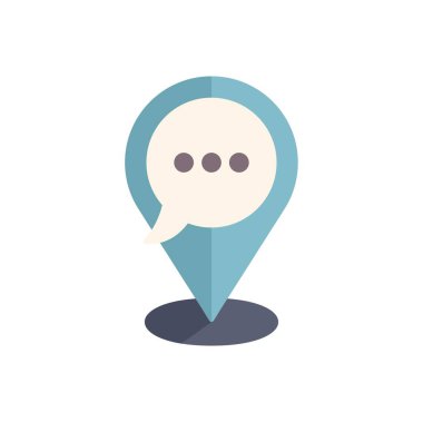 Konum simgesi üç noktalı sohbet baloncuğu gösteriyor, iletişim için bir yeri simgeliyor
