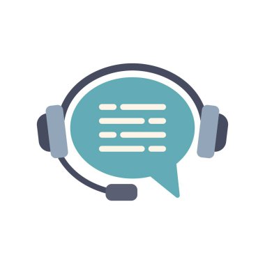 İletişim ve müşteri desteğini temsil eden bir konuşma balonu oluşturan kulaklık