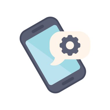 Akıllı telefonlu ayarlar bir konuşma baloncuğunu dişli olarak gösterir