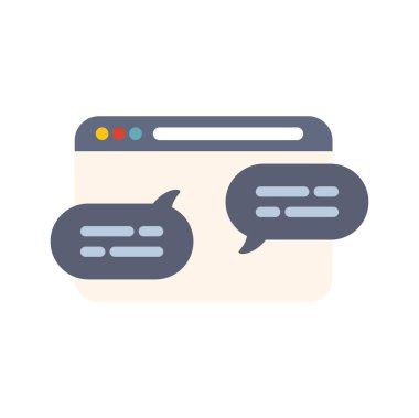 İnternet sitesi, internet üzerinden iletişimi temsil eden metinleri içeren konuşma baloncuklarıyla çevrimiçi sohbet konuşmalarını gösteriyor