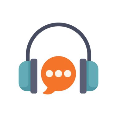 Bu simge, iletişim ve teknolojiyle ilgili konseptleri sergilemek için mükemmel bir mesaj gönderen ve alan kulaklıkları gösterir