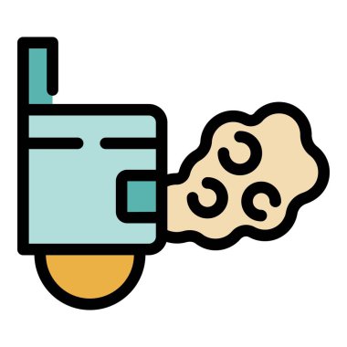 Halka açık bir tuvalette sıcak hava üfleyen duvara monte edilmiş el kurutma makinesinin basit bir simgesi.