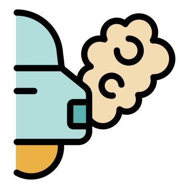 Egzoz borusu ikonu dumanı yayan basit renkli araba, çevre kavramı