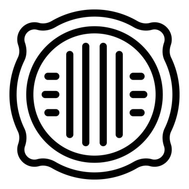 Bir rögar kapağının dikey delikli basit vektör simgesi, kentsel altyapı ve sağlık hizmetlerini temsil ediyor