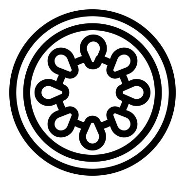 Siyah ve beyaz virüs bir çemberin içinde birbirleriyle bağlantılı, basit bir tasarım.