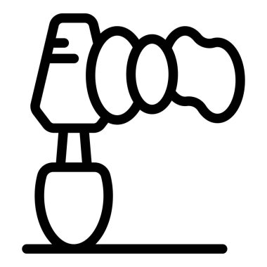 Mutfak aletinin basit çizgi vektör simgesi tezgahın üstünde duruyor, yemek karıştırıcıyı temsil ediyor.