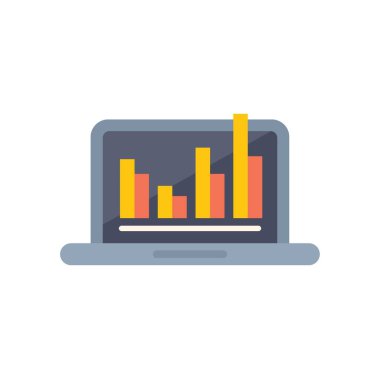 Renkli grafikleri gösteren dizüstü bilgisayar pazar veri analizini temsil ediyor