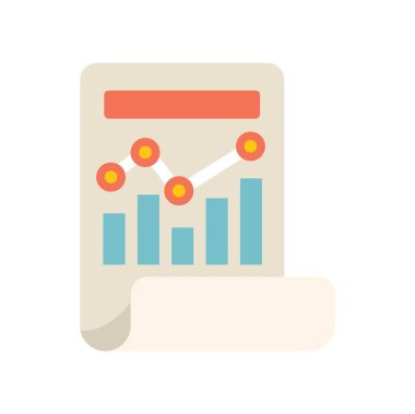 Büyüyen bir mali tabloya sahip istatistiksel bir grafiği gösteren belgenin renkli simgesi