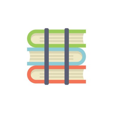 Bilgi ve eğitim kavramını temsil eden siyah kayışlarla tutturulmuş üç kitap yığını.