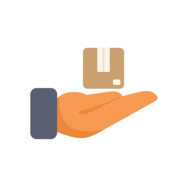 İş adamı elinde bir karton paket tutuyor. Teslimat, nakliyat, eko-ticaret konsepti.