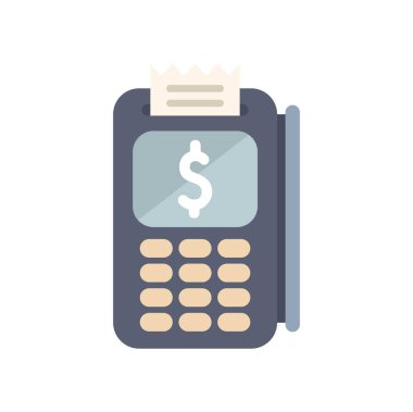 Ekranda dolar işareti olan Pos terminali kağıt makbuzu, nakit ödeme konsepti