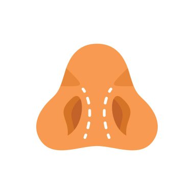 Dikişleri gösteren burun ameliyatından sonra insan burnu çizgi filmi