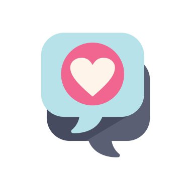 Konuşma baloncuğu bir kalp sembolü ile aşkı gösteriyor, Sevgililer Günü projeleri için mükemmel