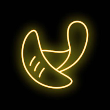 Lezzetli bir kruvasan kruvasanını tasvir eden parlak sarı neon tabela, sıcaklığı yayıyor ve fırın atmosferini davet ediyor.