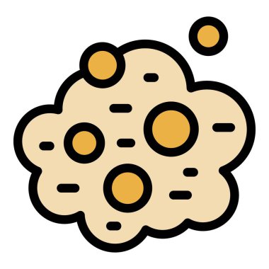 Uzayda uçan bir asteroidin basit bir çizimi sarı bir iz bırakır.