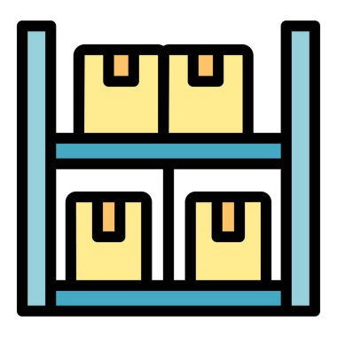 Depo raflarında karton kutular var. Ecommerce şirketinden müşterilere gönderilmeye hazır.