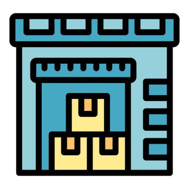 Depo binası içinde karton kutular olan depolama malzemeleri alıyor.