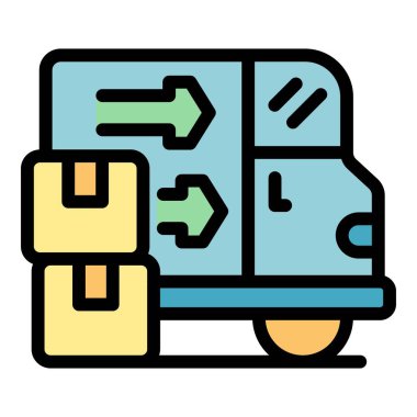 Bu renk simgesi paket getiren bir teslimat kamyonunu temsil ediyor. Lojistik, ulaşım, nakliye ve daha fazlası için mükemmel.