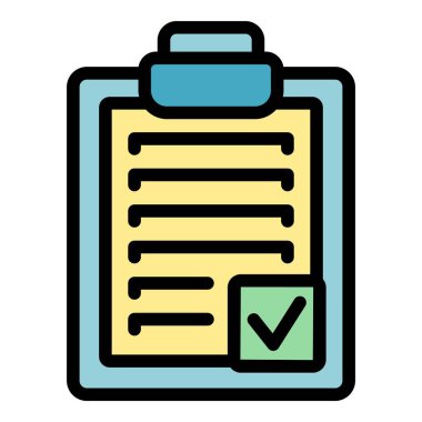 Bu vektör illüstrasyonu tamamlanmış bir görev veya listeyi sembolize eden işaretli bir pano içerir.