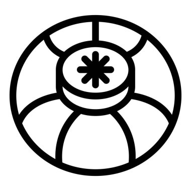 Bu basit siyah ve beyaz vektör simgesi, iç yapısını vurgulayarak, ikiye bölünmüş bir kivi meyvesini temsil eder.