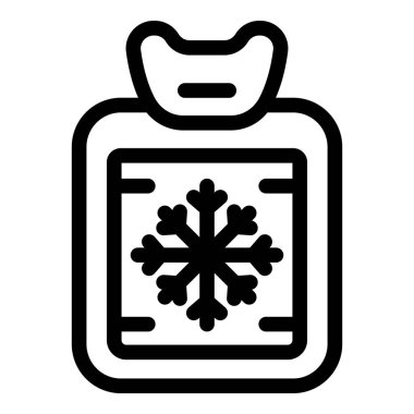 Yeniden kullanılabilir bir buz torbasının siyah beyaz simgesi daha sonra kullanmak için donduruluyor