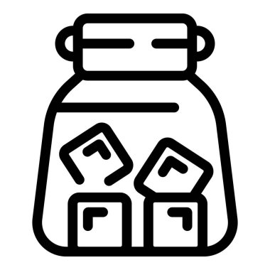 Bu simge, soğuk içecekler ve içecek tasvir etmek için mükemmel buz küpleri içeren cam bir kavanozu temsil ediyor.