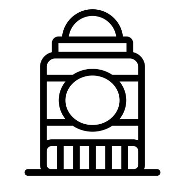 Katı terleme önleyici bir deodorant çubuğunun, koltukaltlarında kullanılmak üzere basit siyah beyaz simgesi.