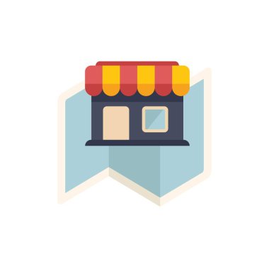 Mağaza bir haritanın üzerinde duruyor, belirli bir yerdeki işletmeleri temsil ediyor.