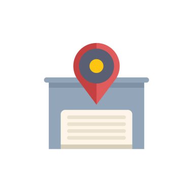 Konum broşu kiralık bir depo binası, depolama tesisi konsepti