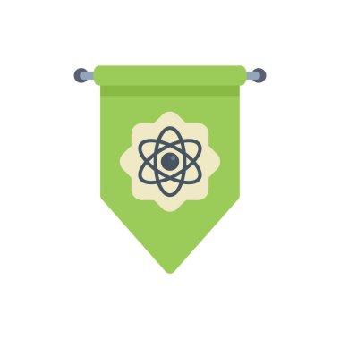 Yeşil flama basit bir atom sembolü sergiliyor. Bilim ve bilgiyle bir bağlantısı olduğunu gösteriyor.