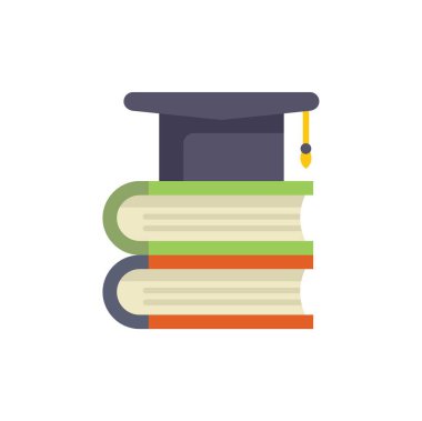 Mezuniyet şapkası, akademik başarı için gereken sıkı çalışmayı ve özveriyi simgeleyen bir yığın kitabın üzerinde oturuyor.