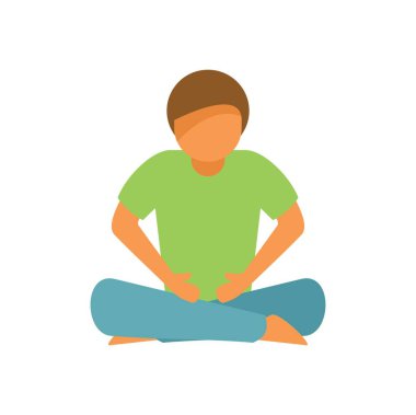 Genç adam yerde bacak bacak üstüne atmış yoga meditasyonu yapıyor.