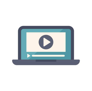 Modern dizüstü bilgisayar, çevrimiçi yayın hizmetlerini temsil eden bir çalma düğmesi ile bir video oynatıyor