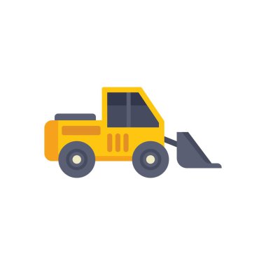 Küçük sarı ve gri buldozer ön yükleme kovasıyla kazıyor.