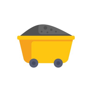 Bu vektör illüstrasyonu, kömür taşıyan sarı bir maden arabasının madencilik, sanayi veya taşımacılıkla ilgili projelerde kullanışlı olduğunu gösterir.