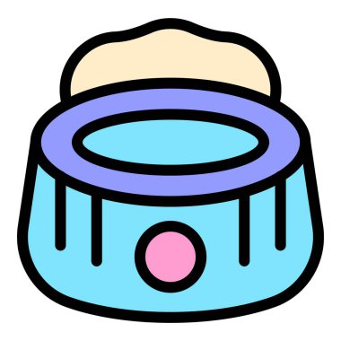 Su dolu mavi evcil hayvan kasesi, basit renkli ikon