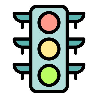 Trafik güvenliğinde veya sürüş tasarımında kullanılmak üzere yeşili gösteren bir trafik ışığının basit renkli simgesi