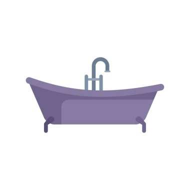 Beyaz arka plan, hijyen ve ev mobilyası kavramına izole edilmiş bir küvet minimalist vektör çizimi